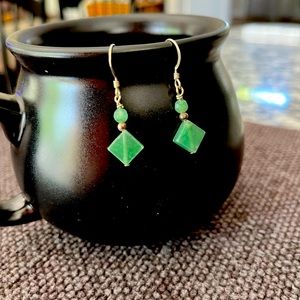 Light African Jade French Wire Earrings